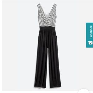 Striped v-neck jumpsuit